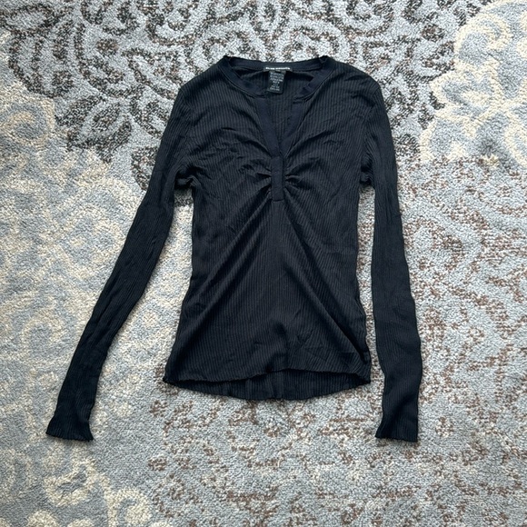 Club Monaco Distressed Rib Knit Long Sleeve Top Large - Picture 1 of 5